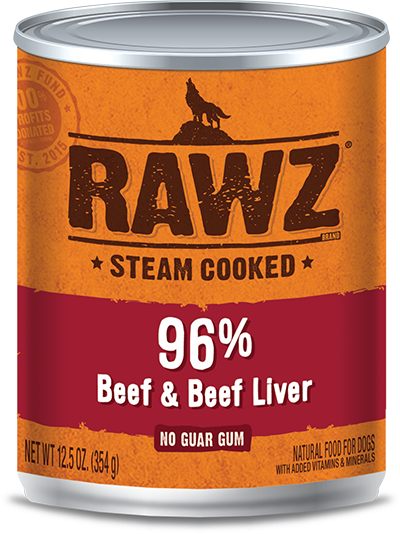 Rawz Beef & Beef Liver 12.5oz Case for Dogs