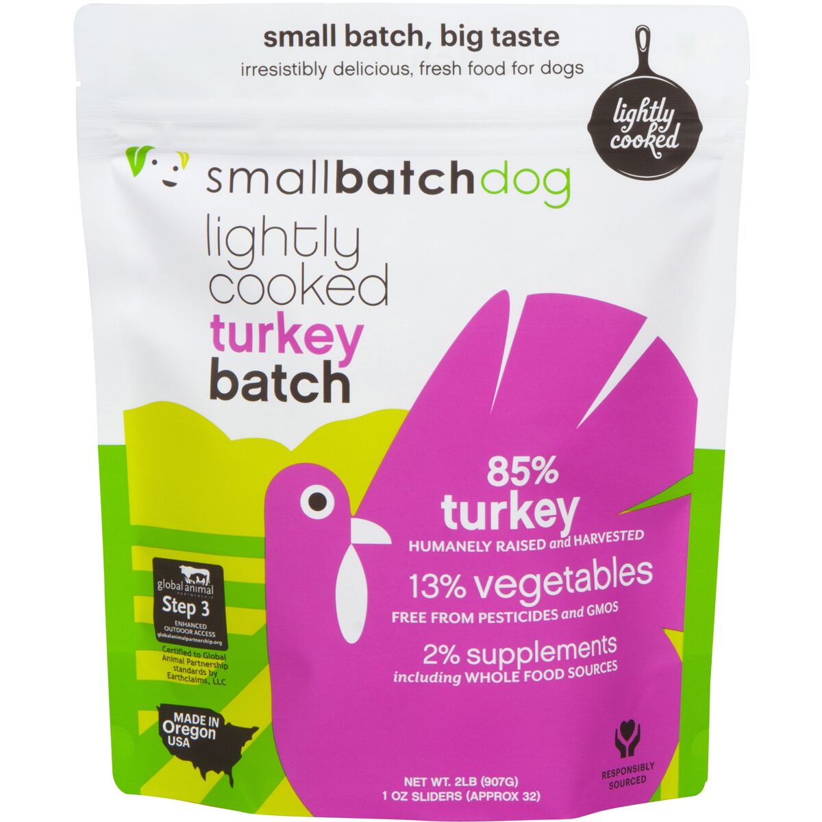 Small Batch Lightly Cooked Turkey Frozen 2lbs for Dogs
