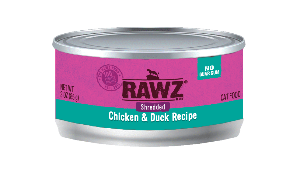 Rawz Shredded Chicken & Duck 3oz 24ct Case for Cats