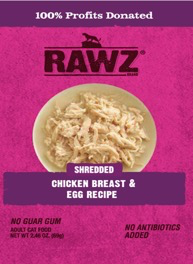 Rawz Shredded Chicken Breast & Egg Pouch 2.46oz 8ct Case for Cats