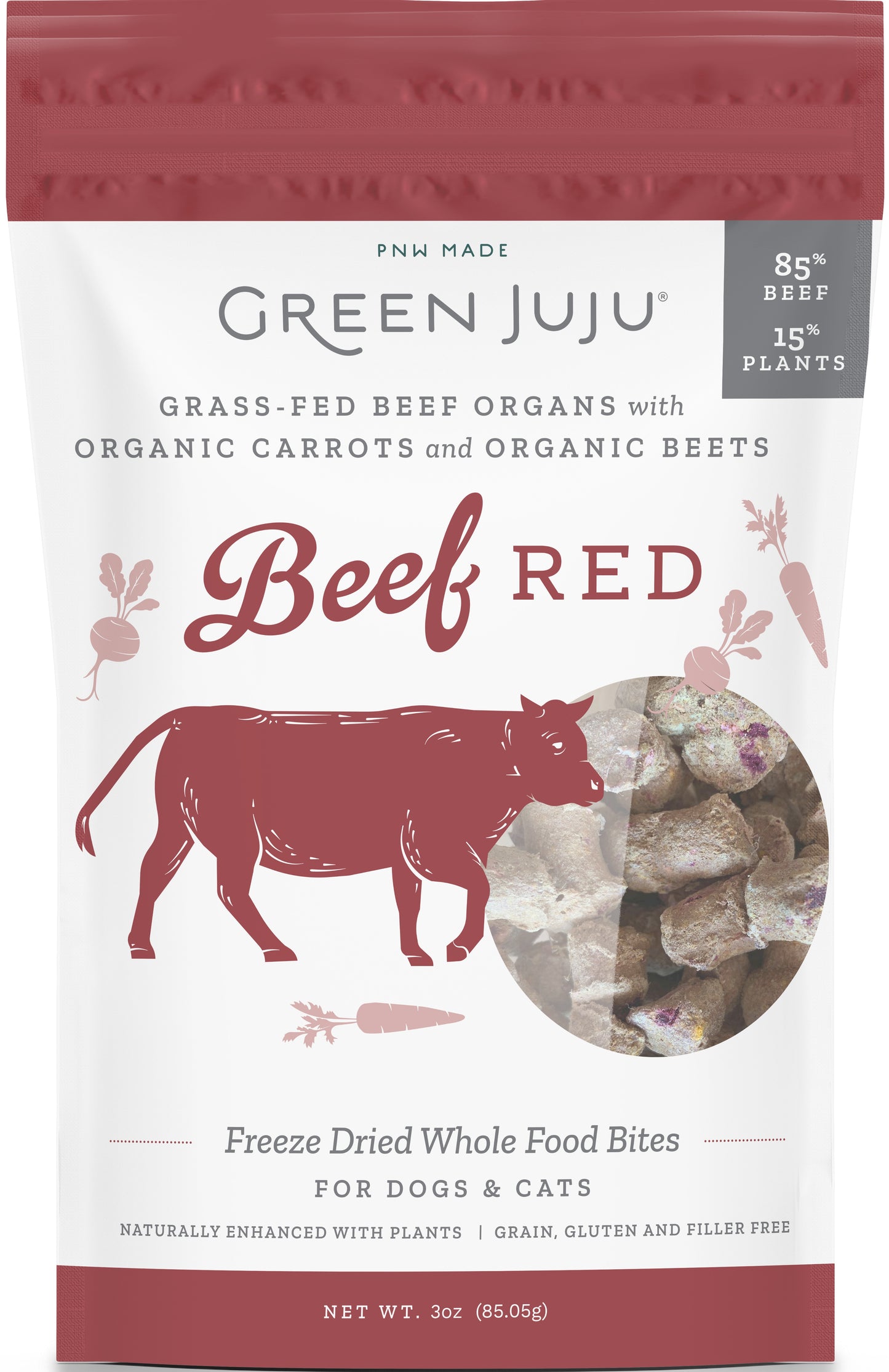 Green Juju Beef Red Freeze Dried Whole Bites 3oz