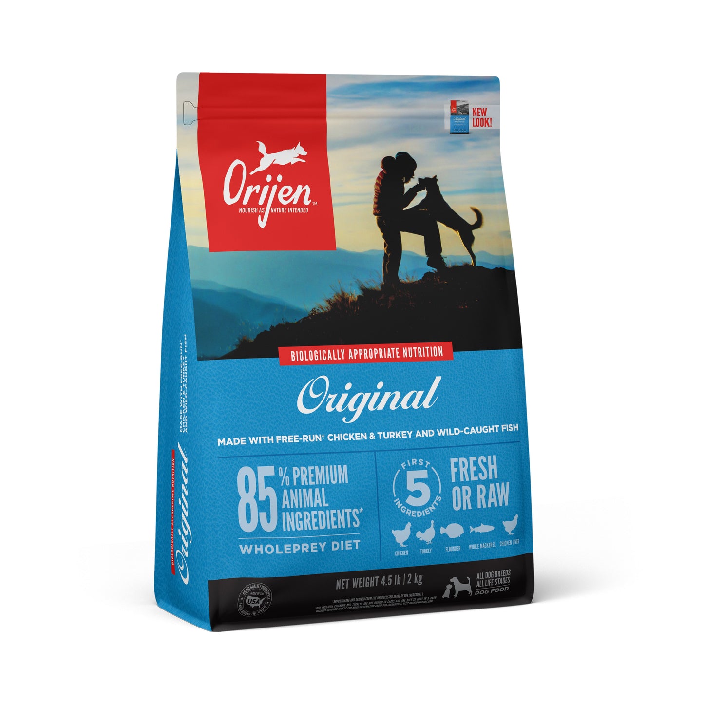 Orijen Original Chicken, Turkey & Wild Caught Fish 4.5lbs For Dogs