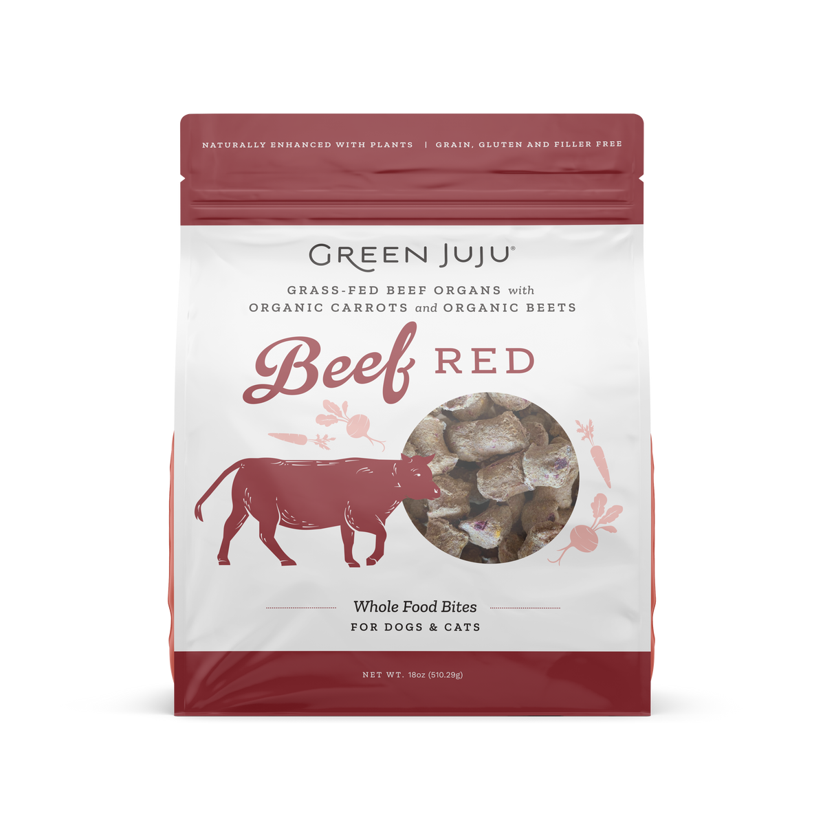 Green Juju Freeze Dried Beef Red Whole Bites 18oz For Dogs