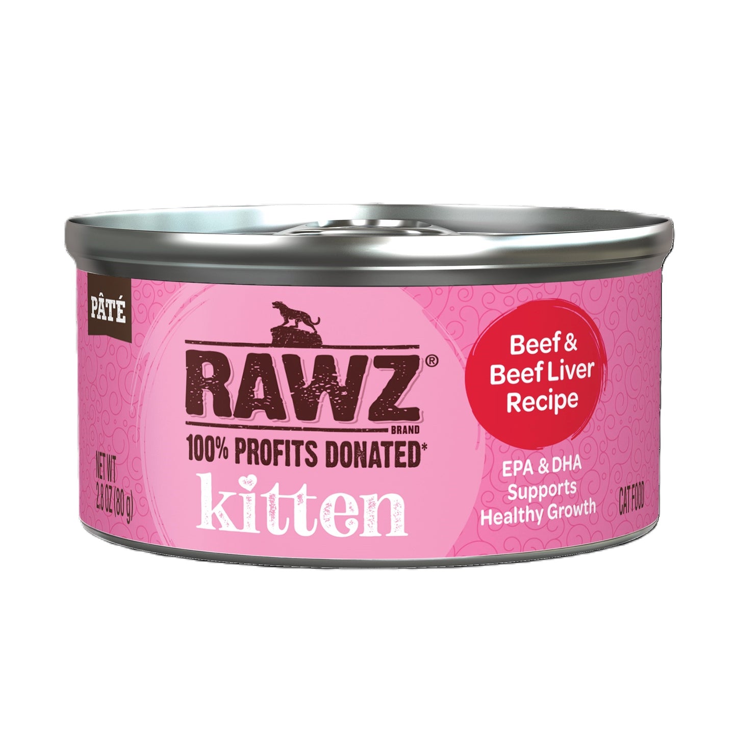 Rawz Kitten Beef & Beef Liver 2.8oz 18ct Case for Cats
