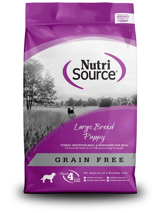 Nutri Source Large Breed Puppy Turkey, Whitefish Meal & Menhaden Fish Meal Grain Free 4lbs for Dogs