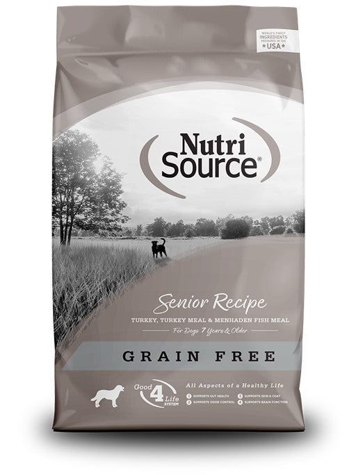 Nutri Source Senior Turkey, Turkey Meal & Menhaden Fish Meal Grain Free 4lbs for Dogs