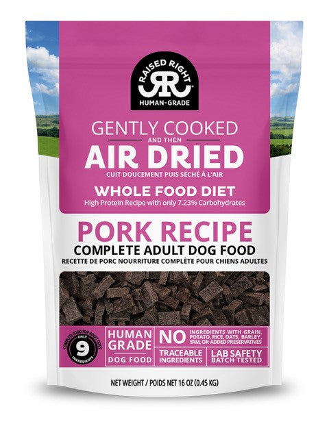 Raised Right Air Dried Pork 1lb For Dogs