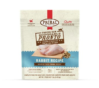 Primal Pronto Rabbit Raw Frozen 1lb for Cats