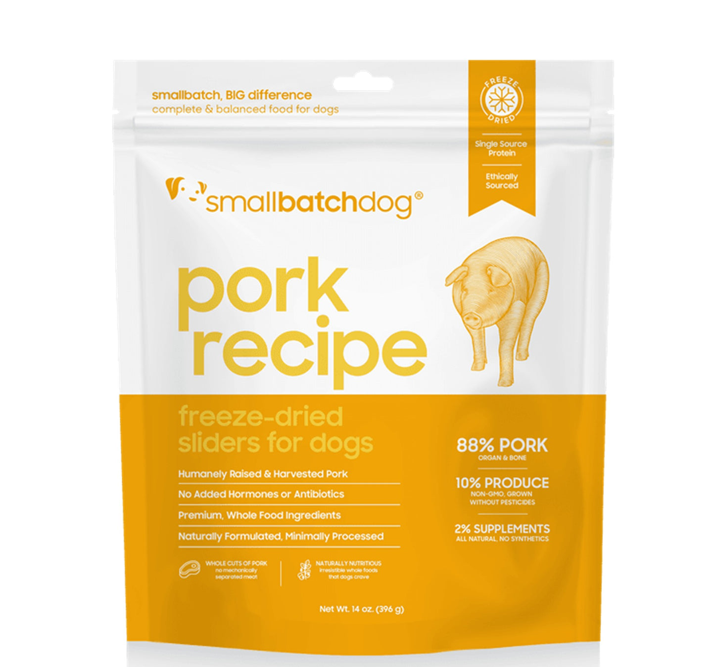 Small Batch Freeze Dried Pork 14oz for Dogs