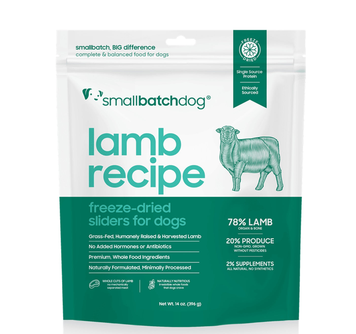 Small Batch Freeze Dried Lamb 14oz for Dogs