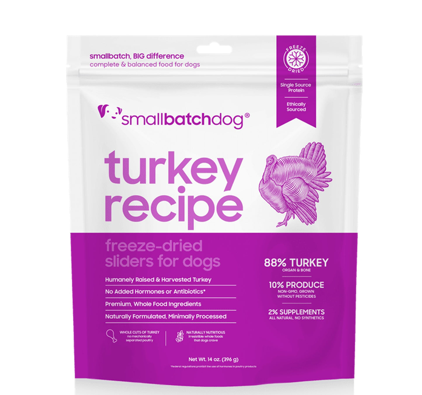 Small Batch Freeze Dried Turkey 14oz for Dogs
