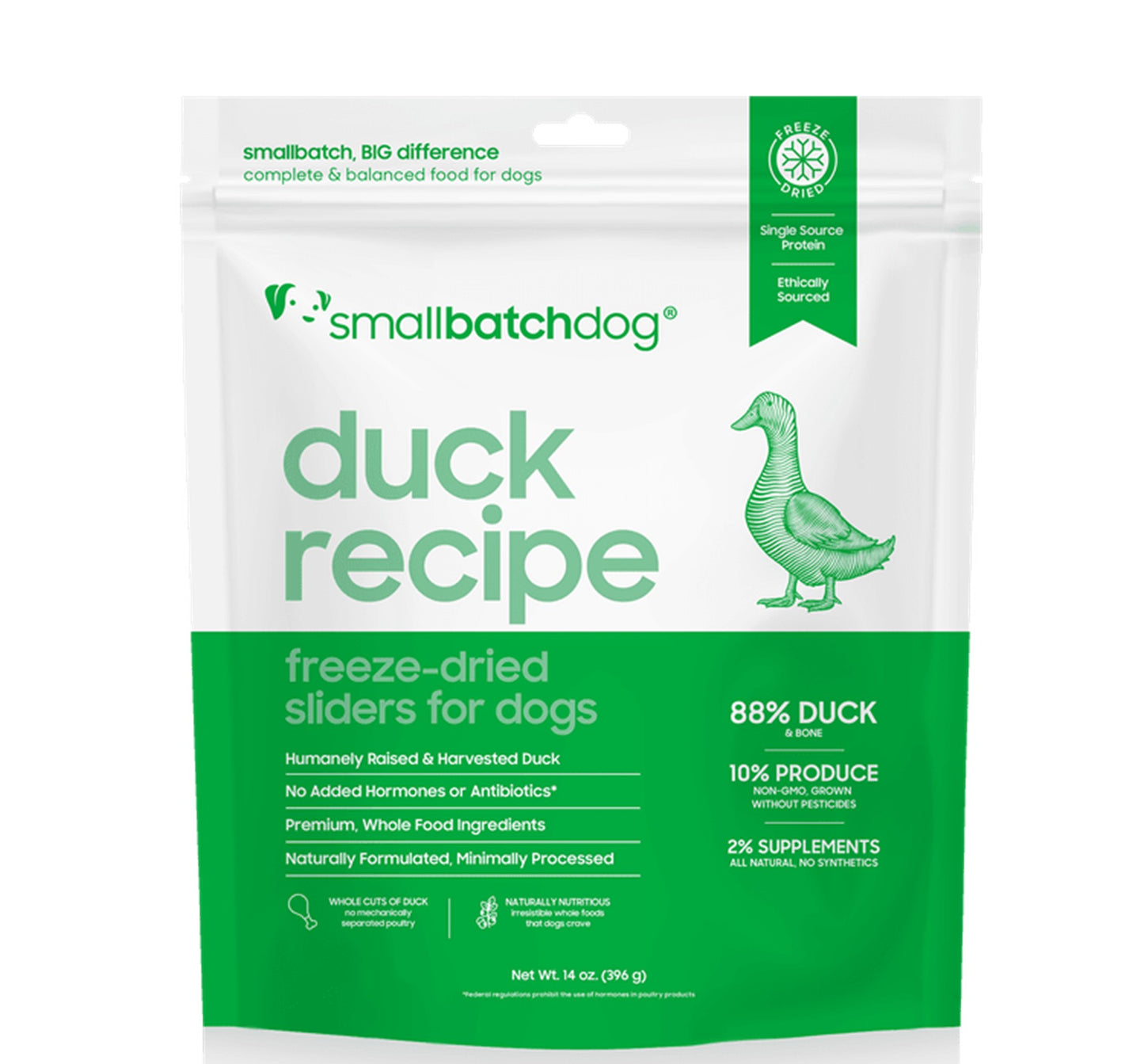 Small Batch Freeze Dried Duck 14oz for Dogs