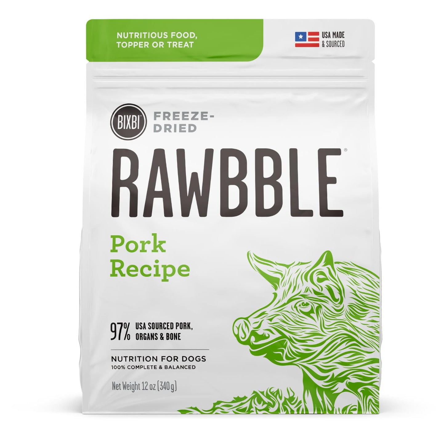 Rawbble Freeze-Dried Pork 12oz for Dogs