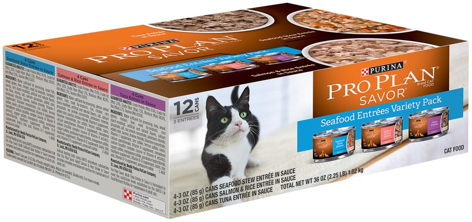 Purina Pro Plan Seafood variety pack wet can 24 - 3 oz. cans for cats