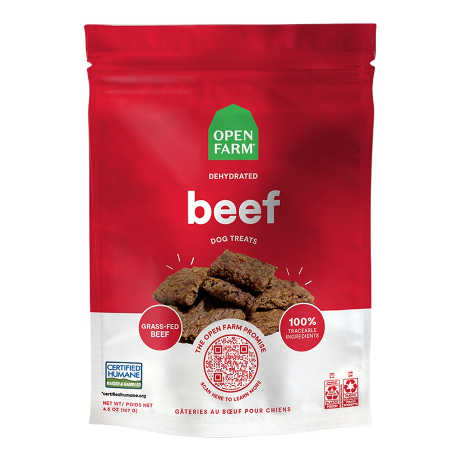 Open Farm Dehydrated Beef Jerky Treats 4.5oz For Dogs