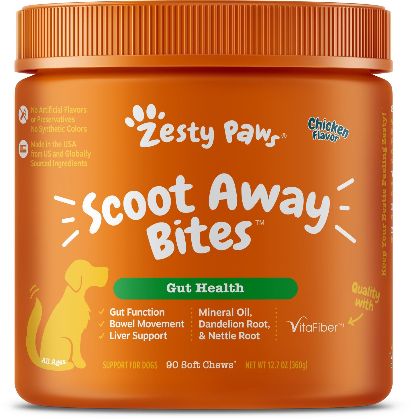 Zesty Paws Scoot Away Bites Chicken Dog 90 ct For Dogs