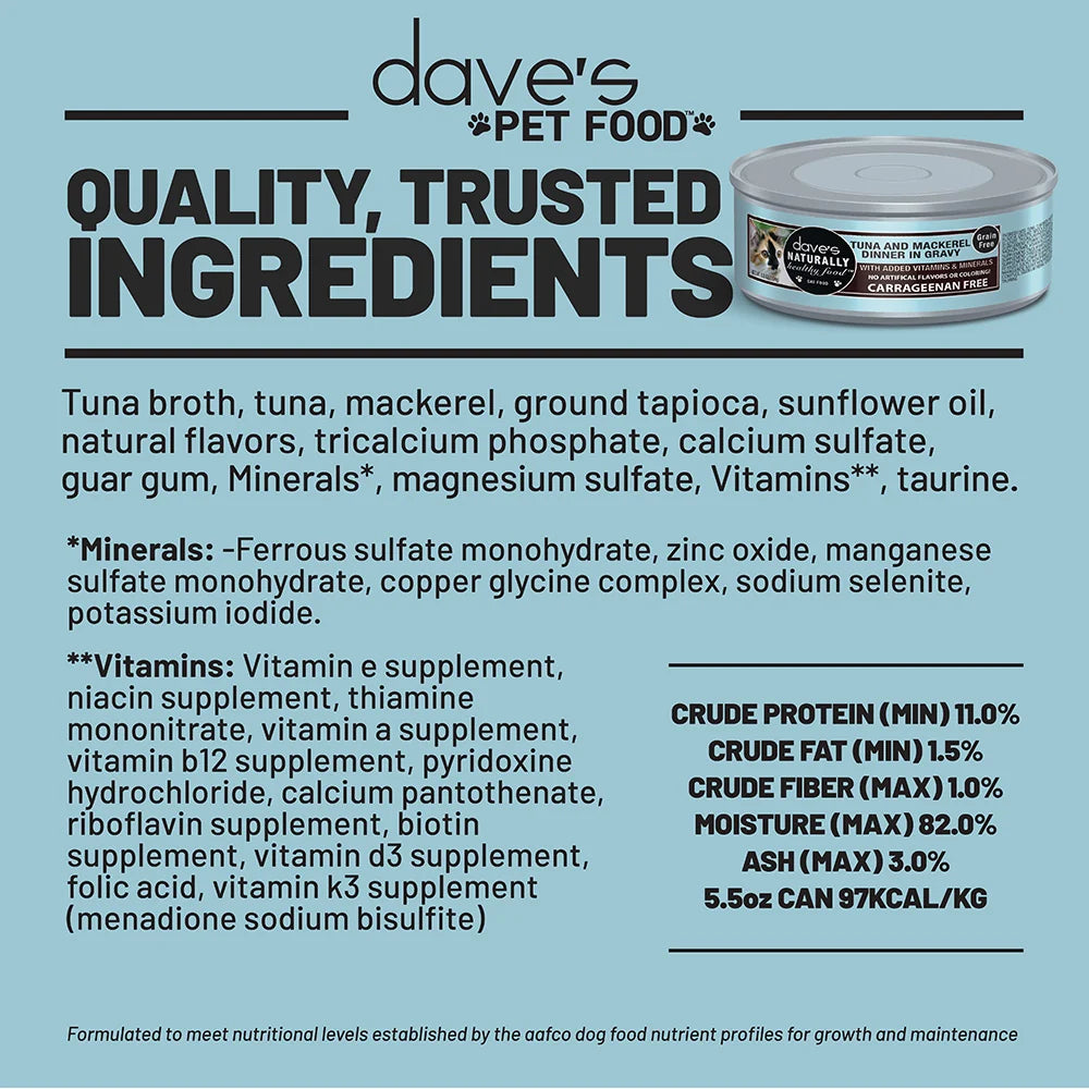 Dave's Grain Free Tuna & Mackerel 5.5oz Case for Cats