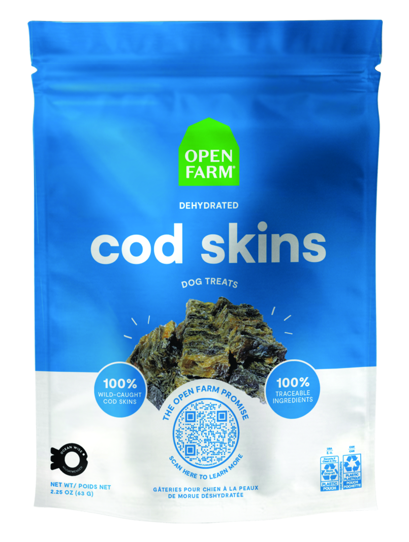 Open Farm Dehydrated Cod Skins 2.25oz for Dogs