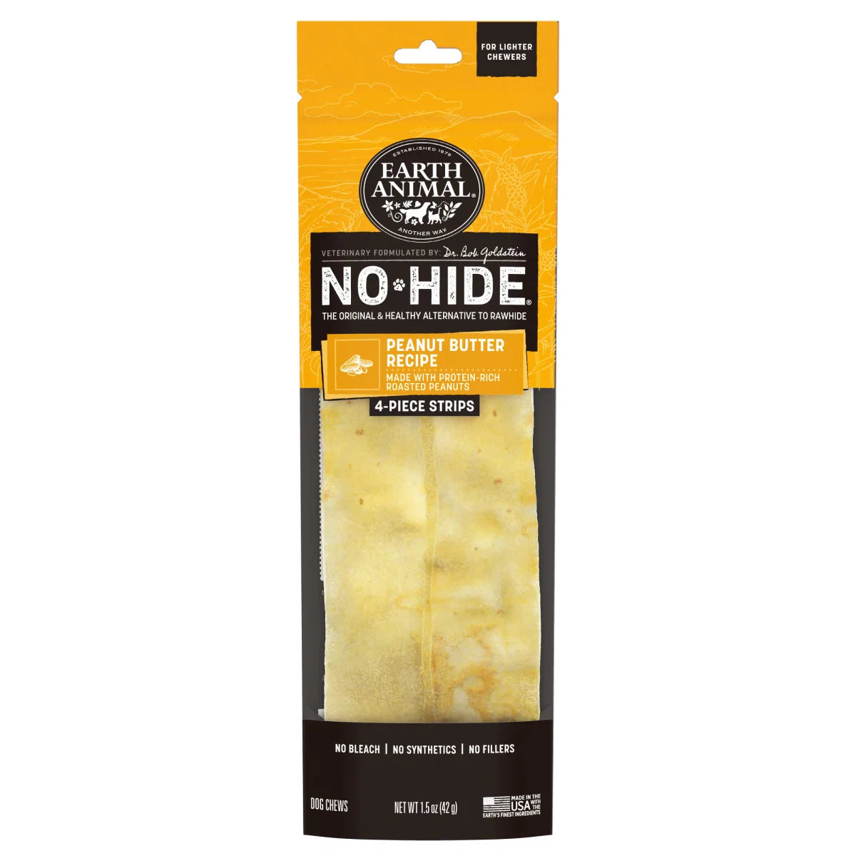 Earth Animal No-Hide Peanut Butter Strips 4ct