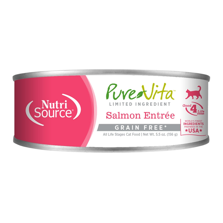 Pure Vita Grain Free Salmon Entree 5.5oz 12pk Case For Cats