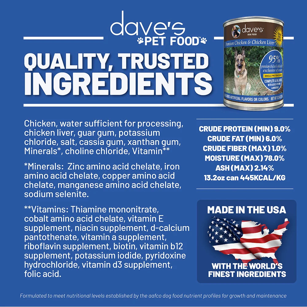Dave’s Chicken/Liver 95% 12.5oz for Dogs