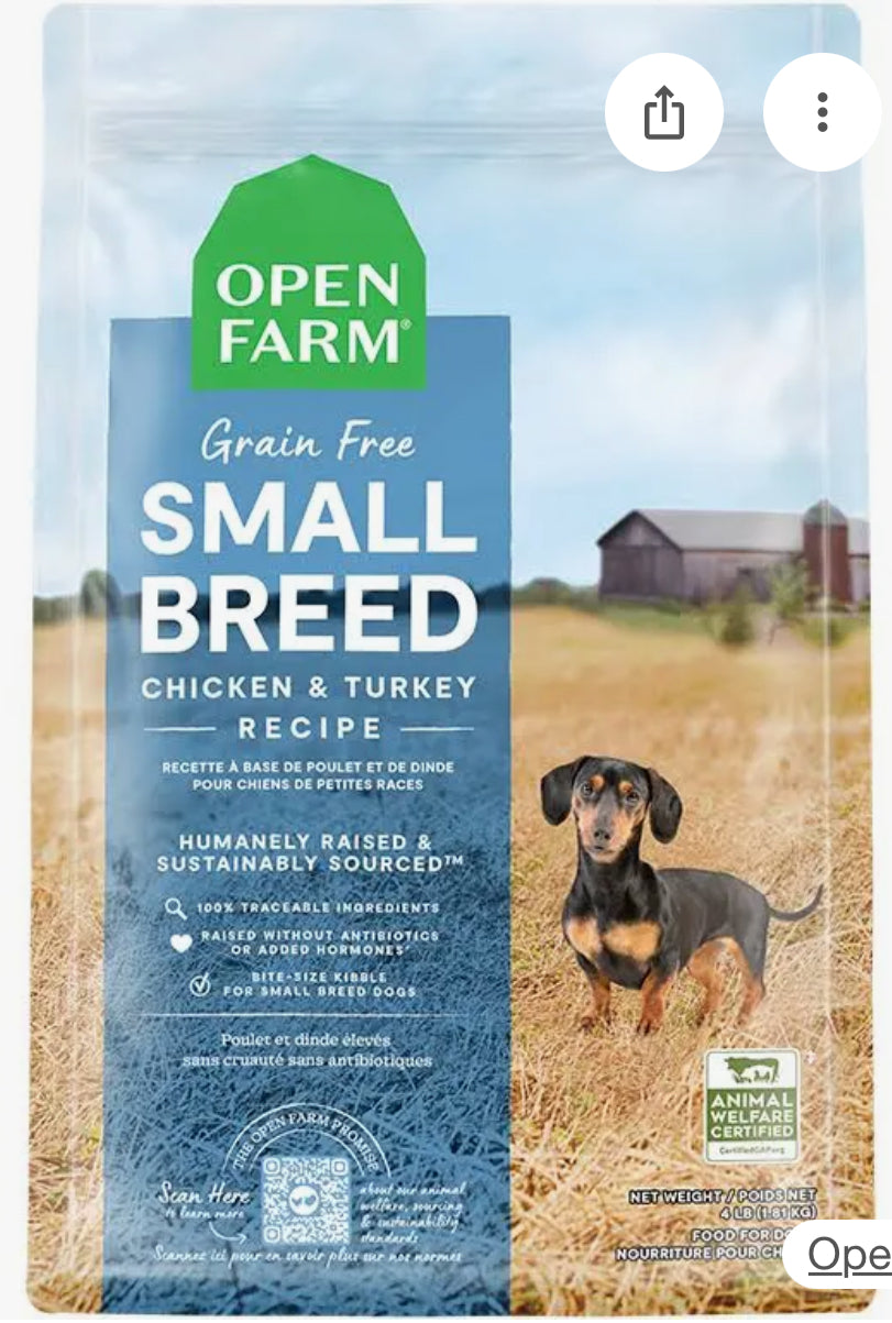 Open Farm Small Breed Chicken Turkey Grain Free 11lbs for Dogs