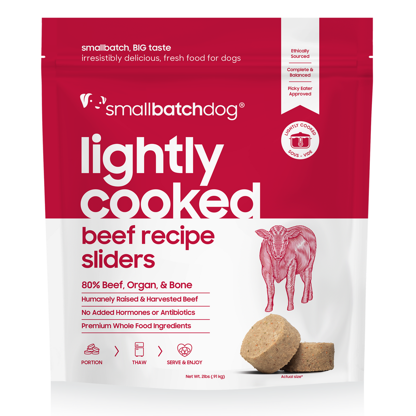 Small Batch Lightly Cooked Beef 2lbs For Dogs