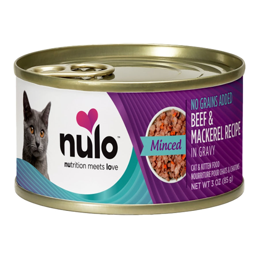 Nulo Minced Grain Free Beef & Mackerel In Gravy 3oz Case For Cats