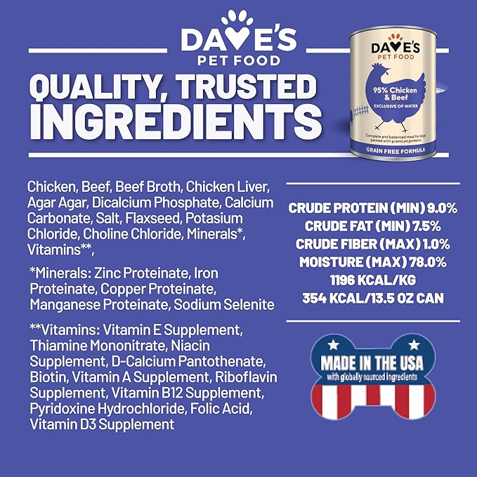 Dave’s Beef Chicken 95% 13.2oz Case for Dogs