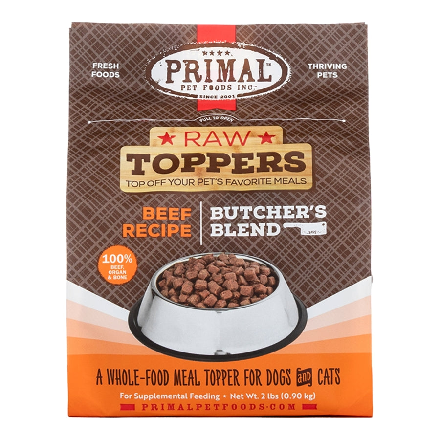 Primal Frozen Butcher's Blend Topper Beef 2lb For Dogs