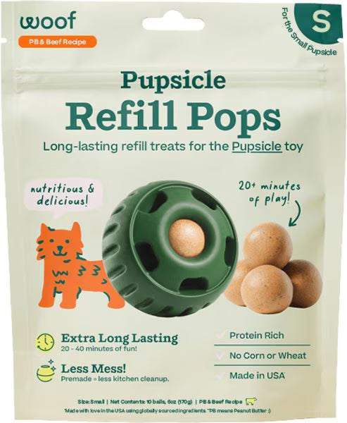 Woof Pupsicle Refill Pops PB & Beef Small for Dogs