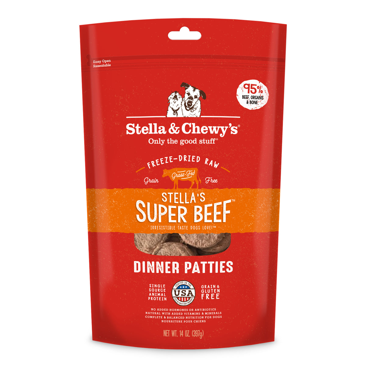 Stella & Chewy's Freeze Dried Patties Beef 14oz for Dogs