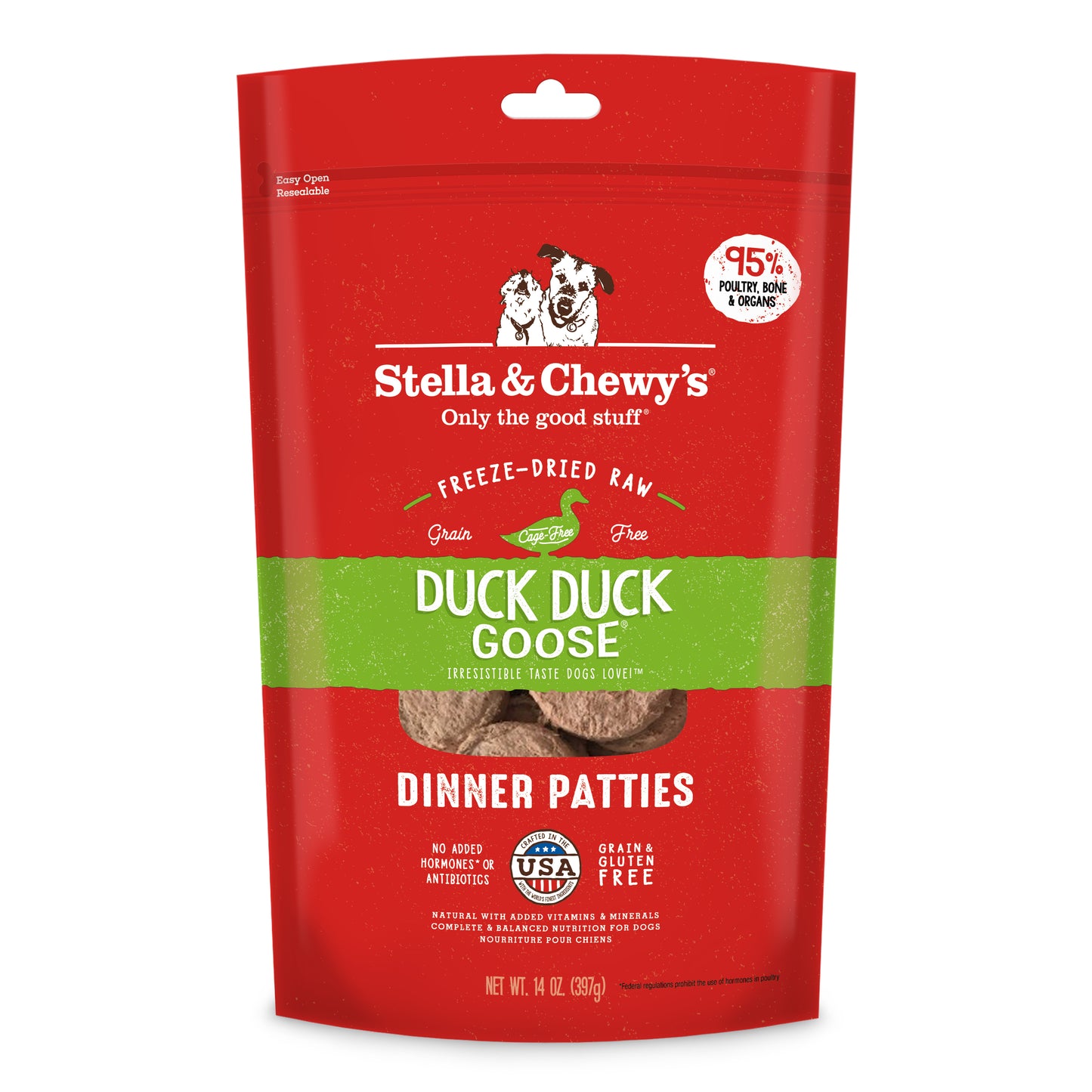 Stella & Chewy's Freeze Dried Patties Duck 14oz for Dogs