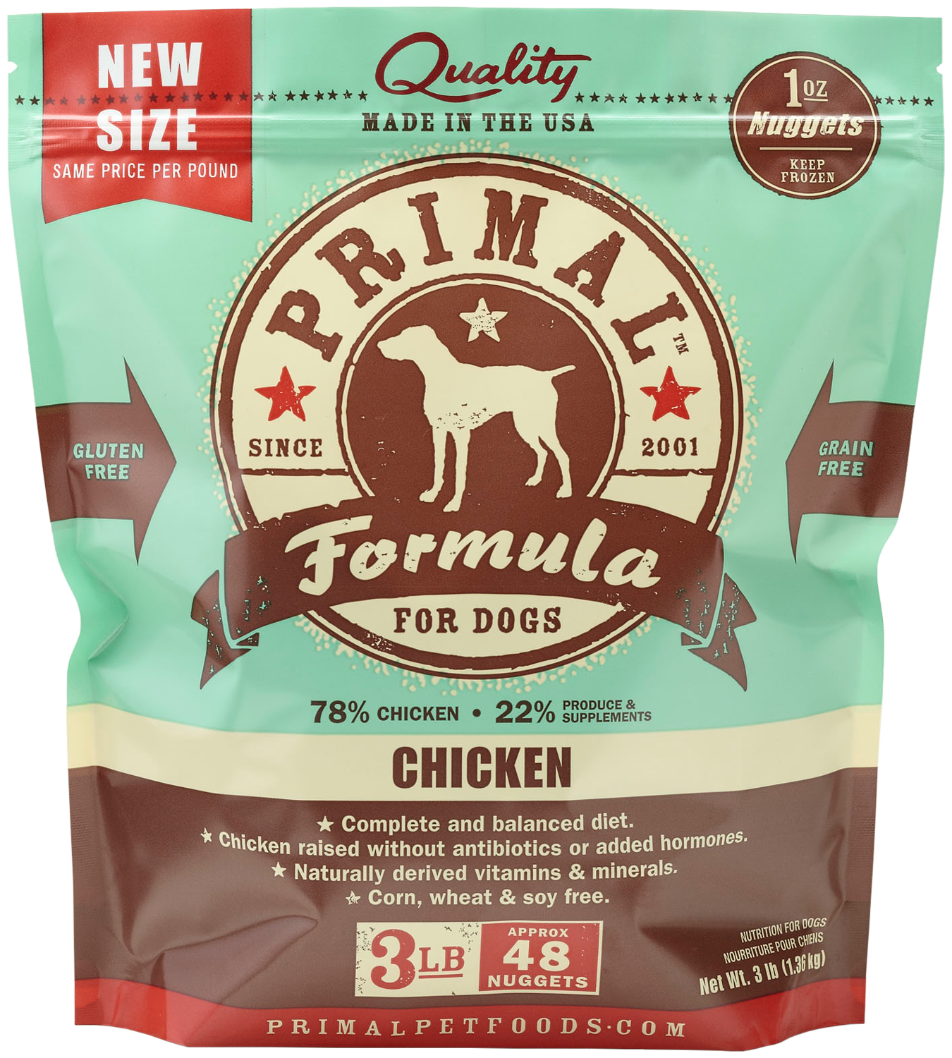 Primal Frozen Raw Chicken 3lbs For Dogs