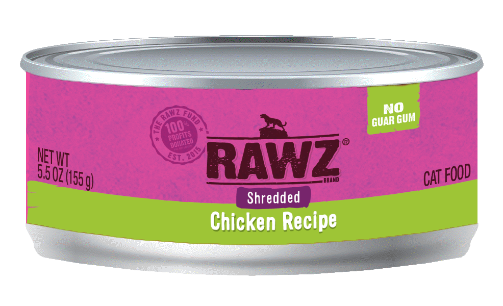Rawz Shredded Chicken Recipe 5.5oz 24ct Case for Cats