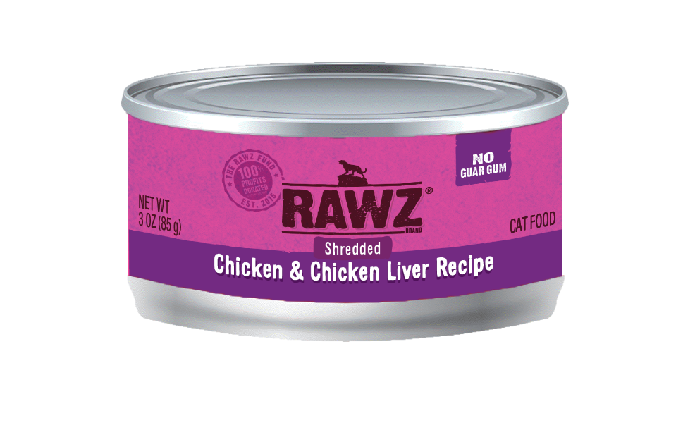 Rawz Shredded Chicken & Chicken Liver 3oz 18ct Case for Cats