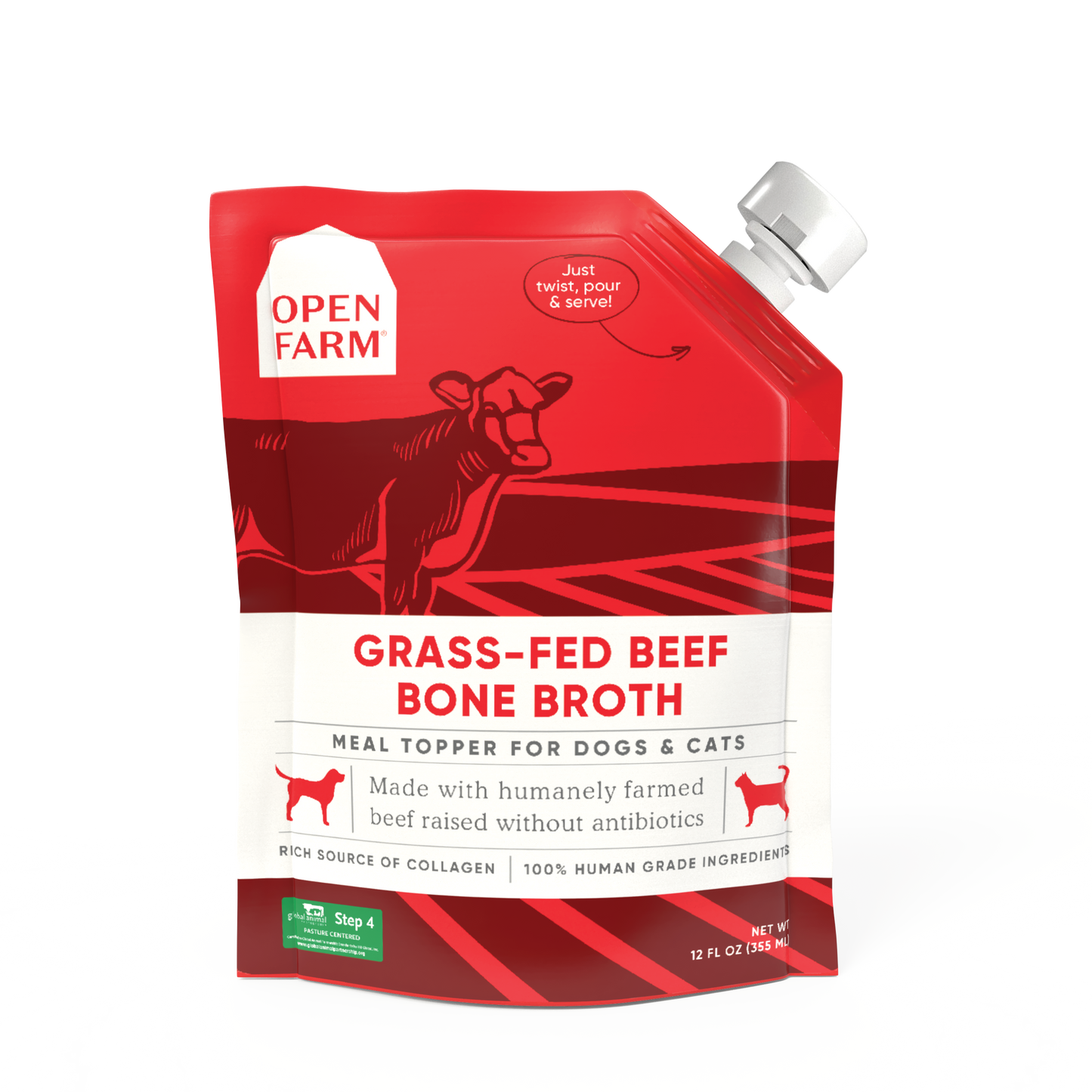 Open Farm Beef Bone Broth 12oz 6ct Case for Dogs