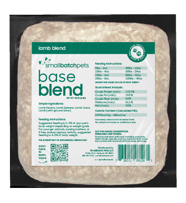 SmallBatch Frozen Base Blend Lamb 2lb For Dogs