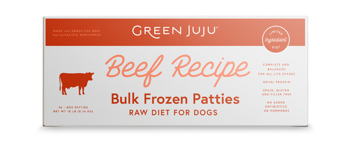 Green Juju Frozen Raw Beef 18lb Box For Dogs