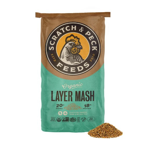 Scratch & Peck Organic Layer Mash Chicken Feed 18% 40lb