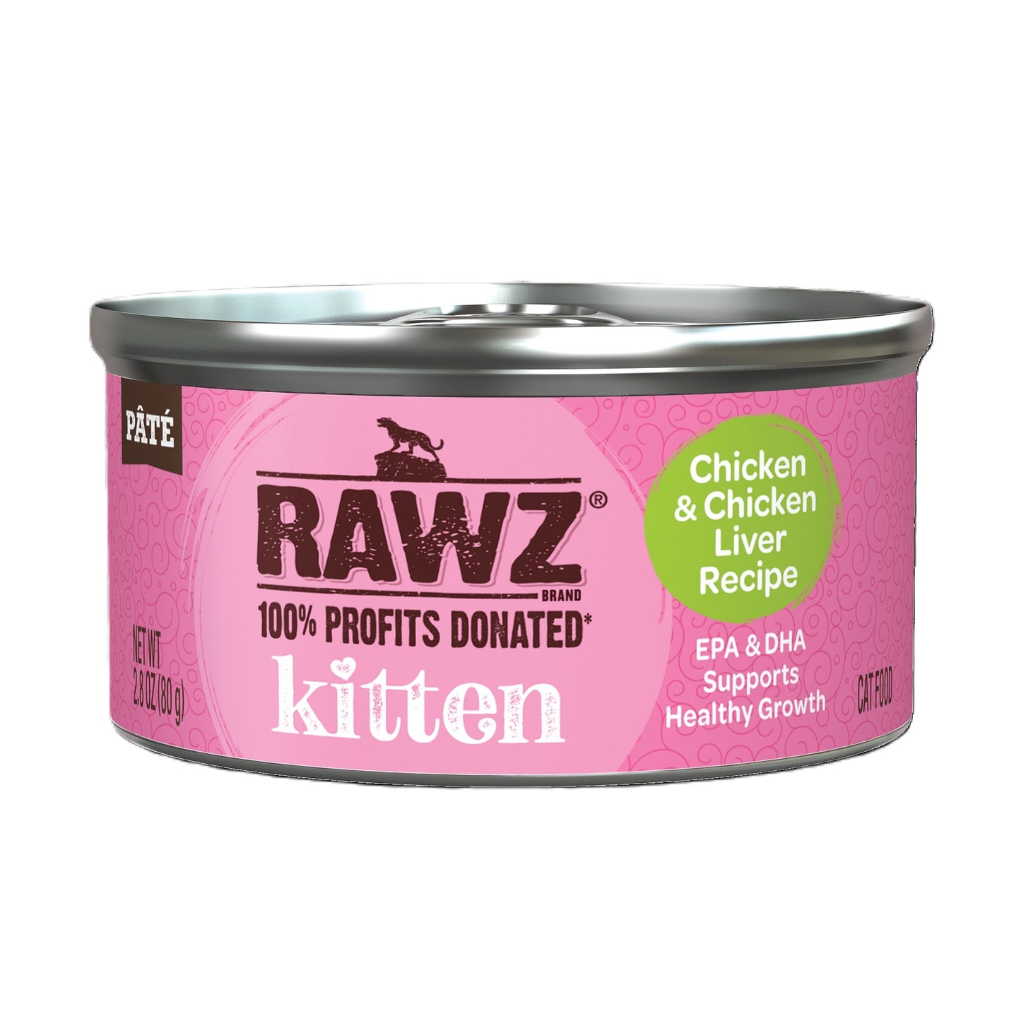 Rawz Kitten Chicken & Chicken Liver 2.8oz 18ct Case for Cats