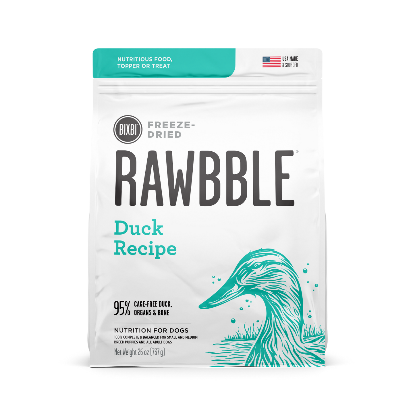 Rawbble Freeze Dried Duck 26oz for Dogs