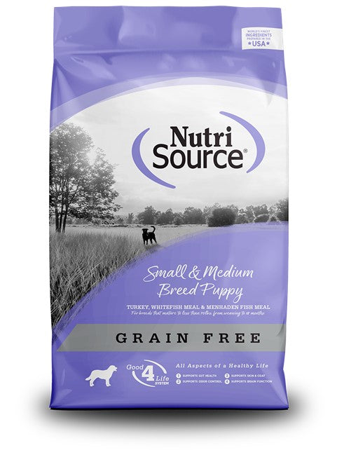 Nutri Source Small Breed Puppy Turkey, Whitefish Meal & Menhaden Fish Meal Grain Free 4lbs for Dogs