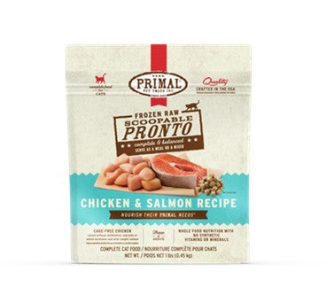 Primal Pronto Chicken & Salmon Raw Frozen 1lbs for Cats