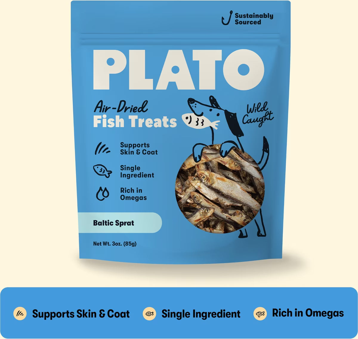Plato Wild Caught Baltic Sprat 3oz For Dogs