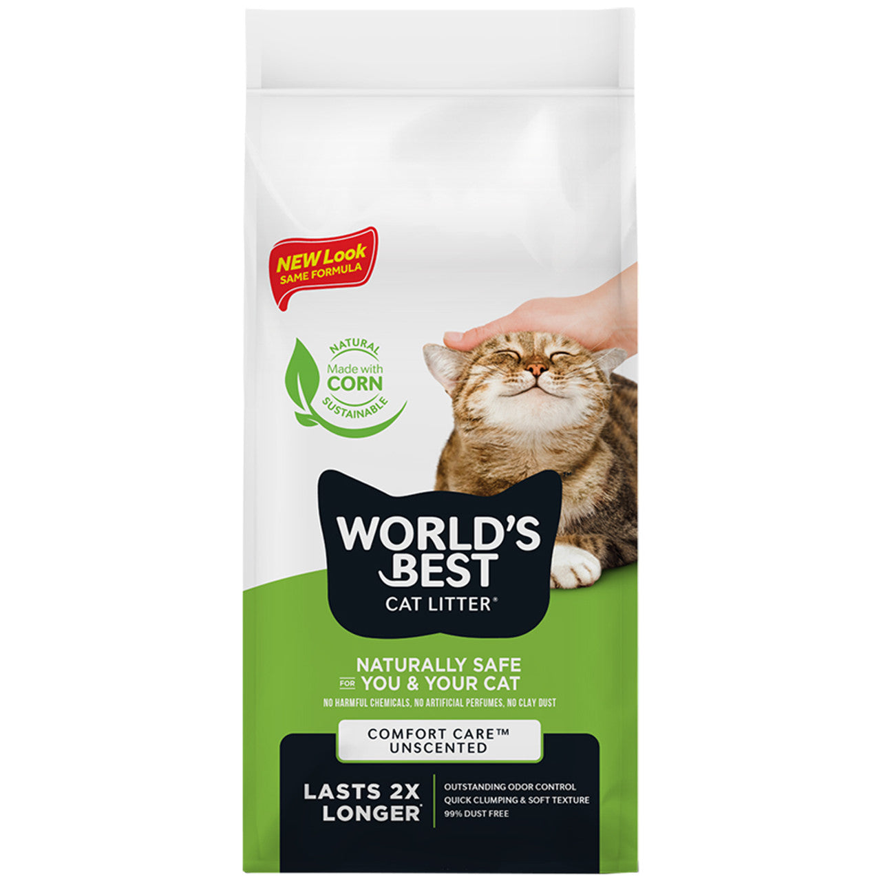 World's Best Unscented Low Track Multiple Clump Cat Litter 15Lb