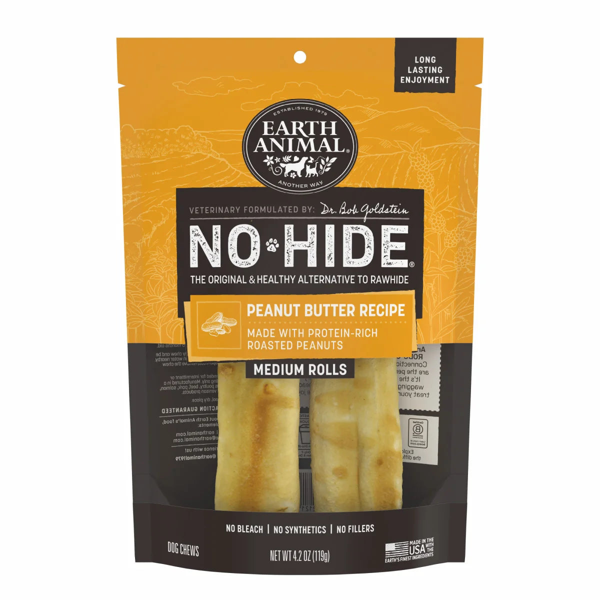 Earth Animal No-Hide Peanut Butter 7in 2ct