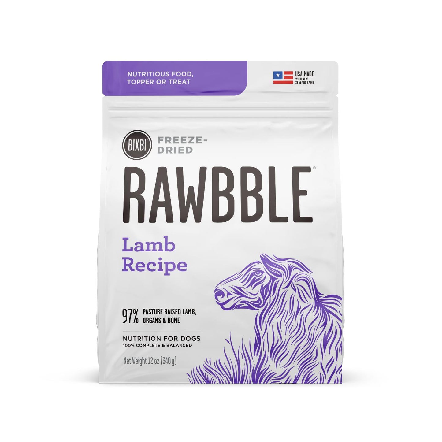Rawbble Freeze-Dried Lamb 12oz for Dogs