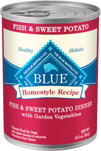 Blue Buffalo Homestyle Recipes Fish & Sweet Potato Dog 12.5 oz Case For Dogs