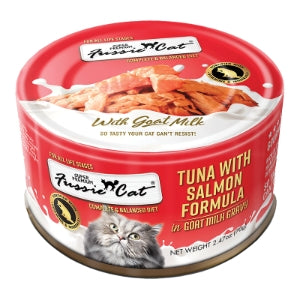Fussie Cat Tuna With Salmon In Goat Milk 2.47oz Case for Cats